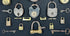 Framed antique security hardware collection with mixed metal padlocks