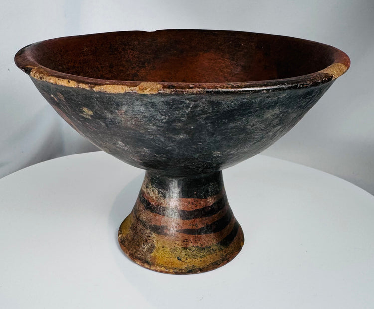 Pre-Columbian | Terracotta Pedestal Vessel with Geometric Motifs | Circa 500 BCE–1200 CE