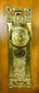 Antique Reading Hardware Company lockset mounted on wooden demonstration board