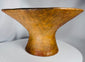 Ancient ceremonial earthenware bowl with geometric decoration and natural mineral deposits
