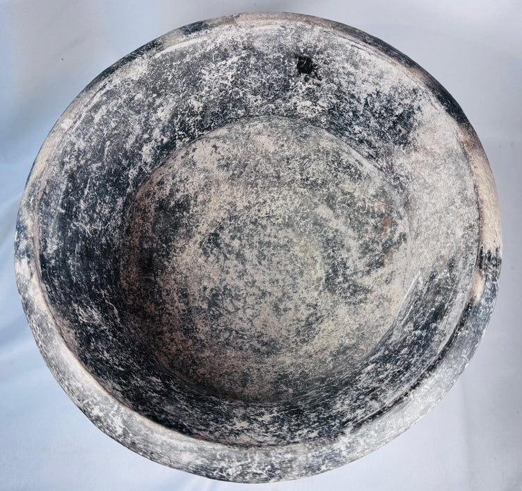 Decorative earthenware vessel inspired by ancient Thai pottery traditions and prehistoric forms