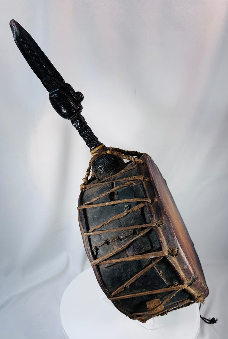Traditional Dhyāngro ritual instrument used in Nepalese spiritual practices and trance ceremonies.