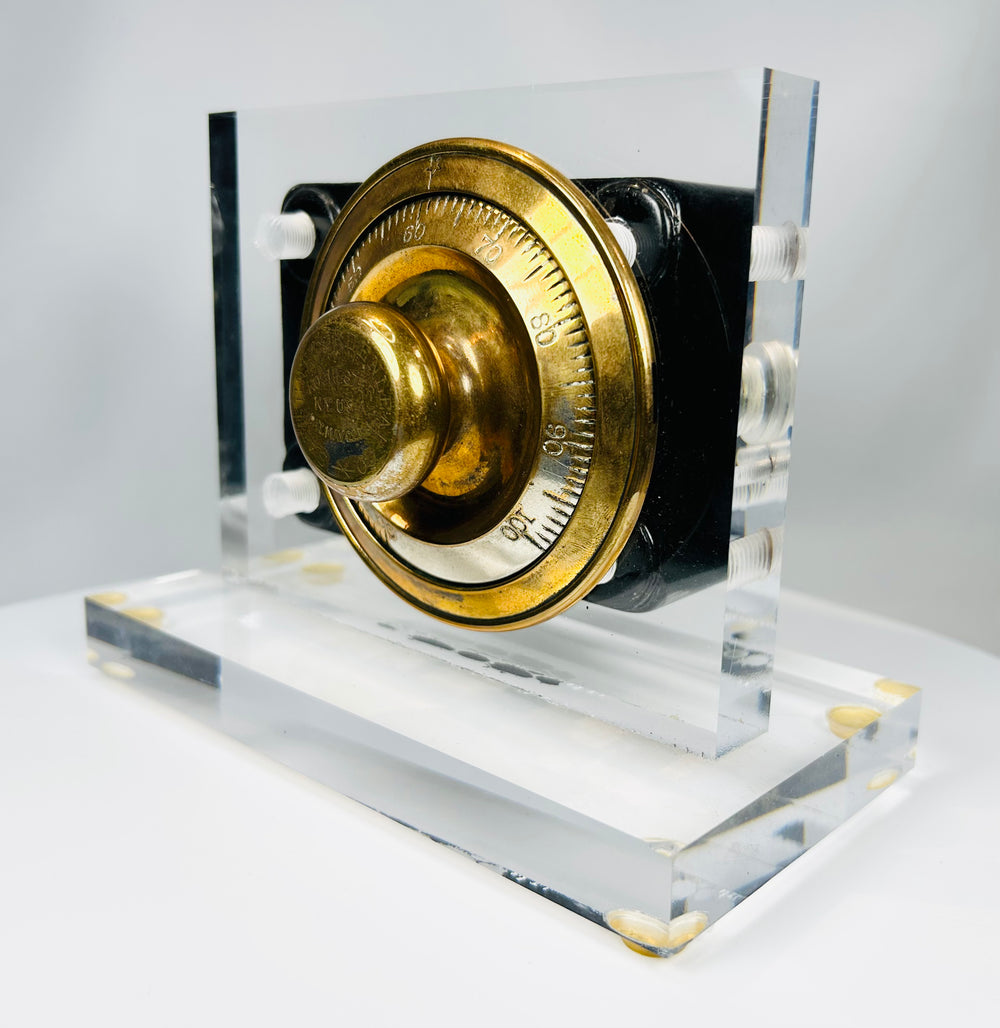 Sargent and Greenleaf Rochester New York safe lock detail with patina