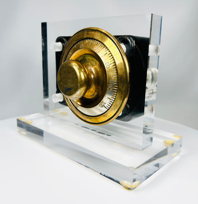 Sargent and Greenleaf Rochester New York safe lock detail with patina