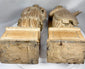 Pair of antique Christian sculptures carved from hardwood and retaining a natural aged finish.