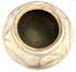 Top-down view of antique terracotta water jar rim and patterns