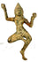 Antique bronze dancing deity statue with green patina and conical crown