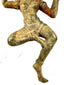 Lower body of bronze figure in dynamic stance with ornate belt