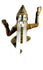 Top-down view of bronze statue with rust tones on acrylic stand