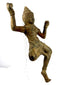 Angled view of bronze figure emphasizing twisted torso posture