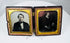 Antique Victorian daguerreotype double portrait housed in decorative thermoplastic Union case