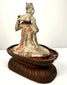 Tang Dynasty terracotta court musician statue with pan flute and pigment traces
