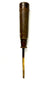 Full length antique Chinese bronze candle holder with engraved characters and brass stem