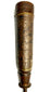 Antique bronze cylindrical candle holder with geometric borders and tapered stem base