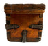 Antique Himalayan storage box with heavy hand-forged iron reinforcements, aged timber, and decorative metalwork.