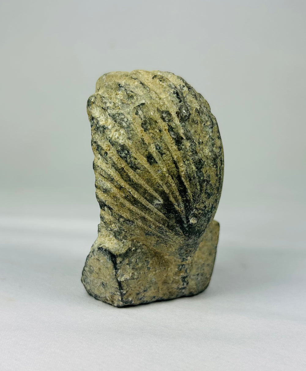 Antique Grand Tour limestone pharaoh head with finely carved nemes headdress and cobra, dating to around 1800–1920, photographed on a neutral background.