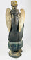 Antique Latin American polychrome angel figure, standing, gilded wings, painted surface remnants