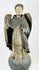 Antique Colonial Latin American polychrome wooden angel with gilded wings and orb base