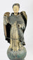 Antique Colonial Latin American polychrome wooden angel with gilded wings and orb base