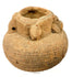 Rustic ceramic pot with thick rim and three protruding knob handles