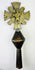 Peru or Bolivia Spanish Colonial cross finial, Christ with sunburst and saint holding fish, brass and iron