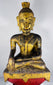 Hand-carved Shan (Tai Yai) seated Buddha from Myanmar with traces of original gilding.