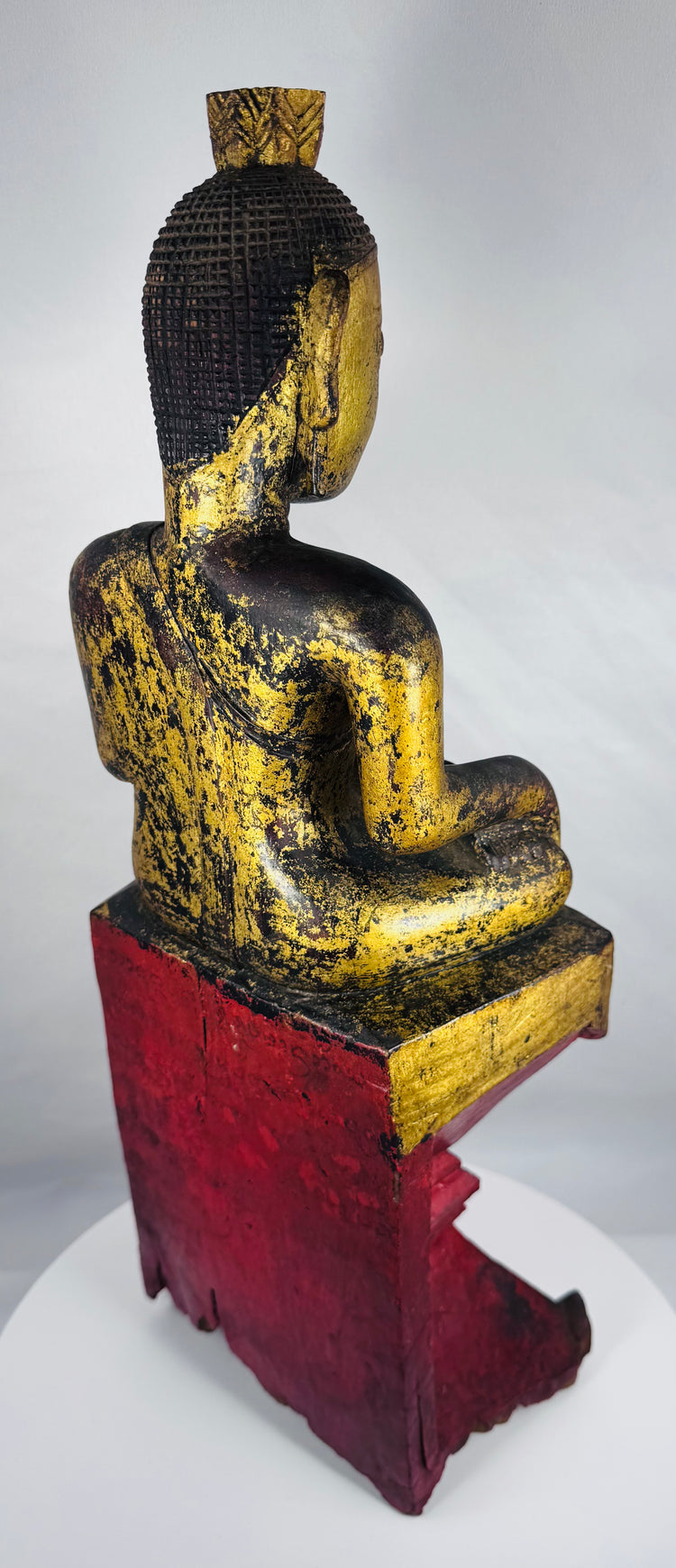 Shan-style seated Buddha from Myanmar with elegant facial features and traditional craftsmanship.