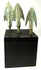 Green patinated bronze arrowheads with barbs mounted on black block