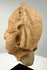 Historic Indian terracotta head fragment measuring approximately 5.5 inches tall, mounted on a modern black display stand.