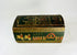19th-century Indian Ganjifa storage box with hand-painted procession scene on a green background, photographed on a white backdrop.