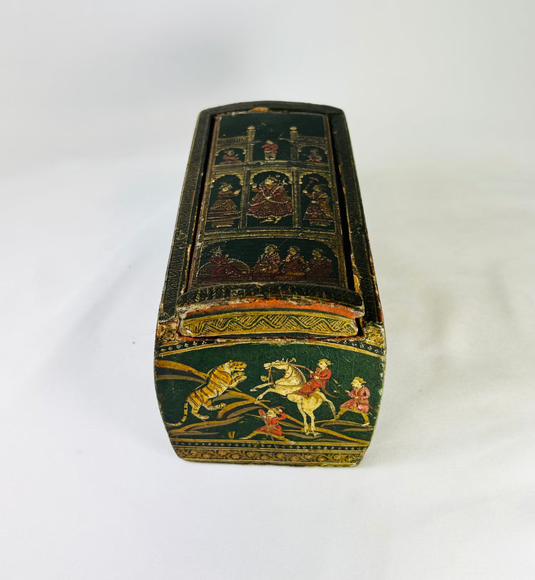 Indian Ganjifa Playing Cards | 98 Hand-Painted Circular Cards in Decorative Wooden Box | 19th Century