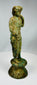 European cast bronze statue with detailed robes and aged finish