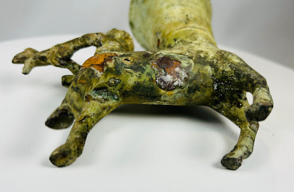 Bronze ceremonial vessel with centaur figure and flared rim design