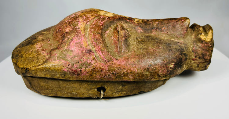 Baule inspired tribal mask with hollowed interior and cord holes