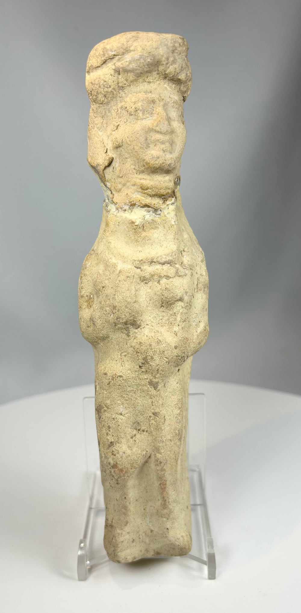 Neo-Assyrian terracotta figure with columnar body and patina
