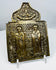Antique Russian folding icon center section featuring Saints Blaise and Athanasius in traditional Orthodox iconography.