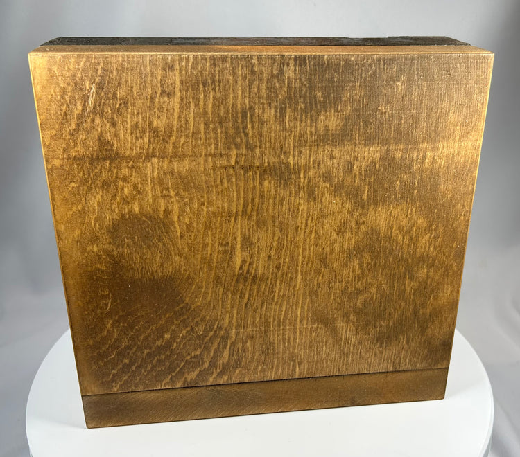 19th century iron lock with skeleton key and display mount