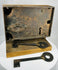 Antique iron door lock with mechanical components and aged surface