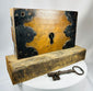 Antique door lock with original skeleton key and warded mechanism