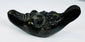 Antique cast metal oil lamp in the form of a satyr head with filling aperture and wick nozzle.