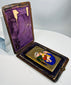19th century devotional enamel artwork in leather travel case