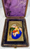 Vintage enamel plaque depicting Madonna and Child with attendant