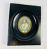 Antique Central European miniature painting of Napoleon II in Austrian military uniform, circa 1860–1885, set under glass in original ebonized frame.