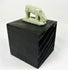 Ancient Egypt shrew-mouse amulet, pale green faience with mineral accretions, votive temple offering.