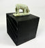 Ptolemaic era Egyptian shrew votive figure, faience with weathered glaze and ancient break through plinth.