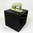 Ancient Egyptian protective shrew amulet, 664–30 BCE, pale green faience with burial wear.