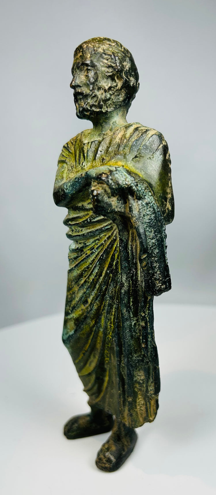 19th century decorative bronze sculpture of Roman-style orator or scholar
