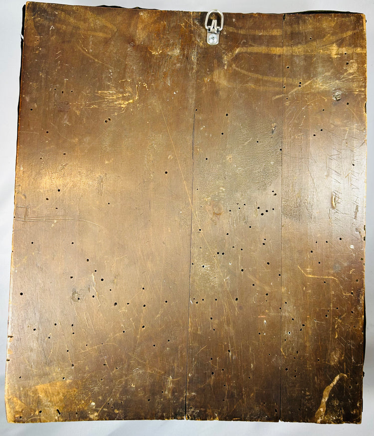 Orthodox icon panel with metal riza showing feast scenes and central Resurrection image