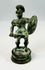 Neoclassical bronze statue of Greek hoplite warrior with aged green patina