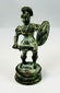 Neoclassical bronze statue of Greek hoplite warrior with aged green patina